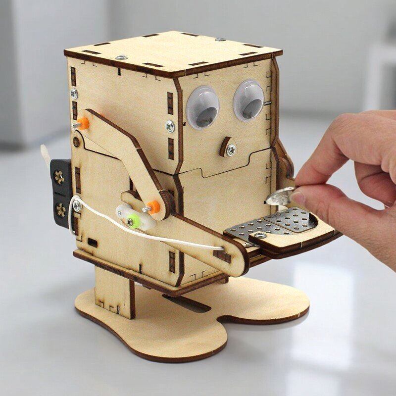 Science Project Robot - Robô de Madeira Montável DIY que